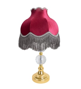 Bordo Abajur Kadife Kumaş Gold Kristal Ayak AB0770