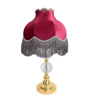 Bordo Abajur Kadife Kumaş Gold Kristal Ayak AB0770