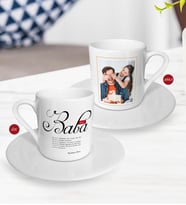 BK Gift Kişiye Özel Babalar Günü Hediyesi Fotoğraflı Türk Kahvesi Fincanı-10 (Beyaz)