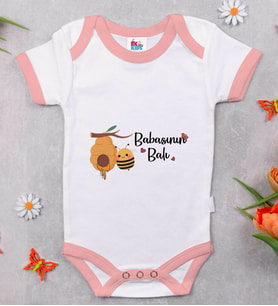 BK Kids Babasının Balı Tasarımlı Pembe Bebek Body Zıbın-1