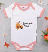 BK Kids Babasının Balı Tasarımlı Pembe Bebek Body Zıbın-1