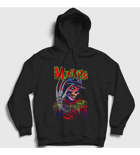 Presmono Unisex Siyah Freddy Krueger Rock Misfits Kapüşonlu Sweatshirt 474797tt