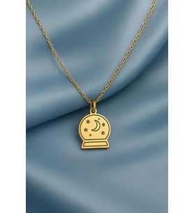 Kişiye Özel 925 Ayar Gümüş Minimal Kar Küresi Kolye (Gold)