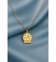 Kişiye Özel 925 Ayar Gümüş Minimal Kar Küresi Kolye (Gold)