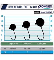 Owner Cultiva 11566 JH-82G Mebaru Shot Glow Lrf Jighead 1.8 g. - 10 No.