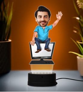 Doğum Günü Hediyesi,Sevgiliye Hediye, Kişiye Özel Fotoğraflı Yazılımcı 3 Karikatür 3D Led Lamba (Beyaz)