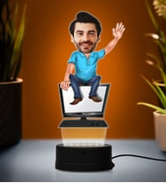 Doğum Günü Hediyesi,Sevgiliye Hediye, Kişiye Özel Fotoğraflı Yazılımcı 3 Karikatür 3D Led Lamba (Beyaz)