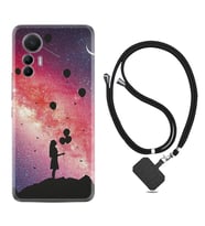 Xiaomi 12 Lite Kılıf Resimli Boyun Askılı İpli Desenli Silikon Flowers Cat 2 1349