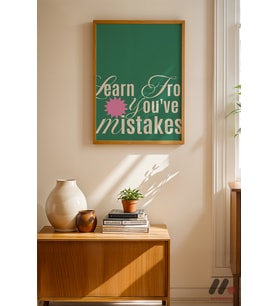 Learn From Mistakes Tipografi, Ahşap Çerçeveli Duvar Tablosu - Modern Ev Dekorasyonu