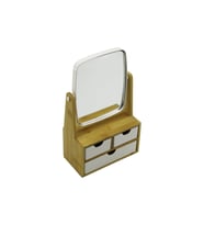 3 Çekmeceli Bambu Ahşap Standlı Makyaj Aynası ve Takılık Organizer Set