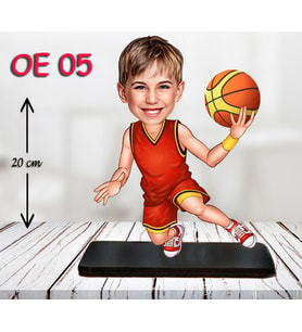 Kişiye Özel Ahşap Biblo - Erkek Çocuk Karikatür Biblo - Basketbolcu Biblo