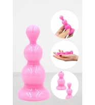 Anal Plug 8cm 3 Boğumlu Tomurcuk Tombul Anal Plug Tıkaç Pembe