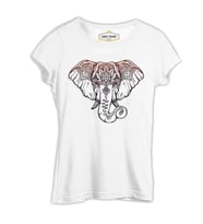 Elephant and Tattoo Beyaz Kadın Tshirt