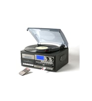 Knstar KN-110 Siyah Bluetooth Kumandalı Cdli Kaset USB Radyo 33-45-78 Plaklar Çalar Pikap