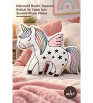 Unicorn Tasarım Peluş Yastık Dekoratif Renkli Koltuk Yatak İçin