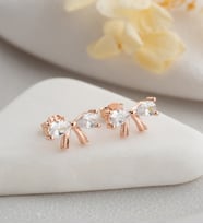 925 Ayar Gümüş Beyaz Zirkon Taşlı Papyon Model Küpe