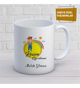 Kişiye Özel İsim Yazılabilir Resim Öğretmeni Kupa Bardak