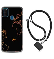 Samsung M21 M22 M23 M30 M31S M32 Kılıf Boyun Askılı Silikon Harita ve Uçak 1777