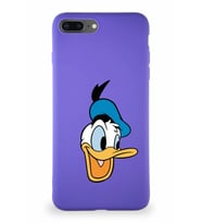 Apple iPhone 7 Plus Soft Premier Kapak Donald Duck-A Tasarımlı Silikon Kılıf - Mor (Şeffaf)