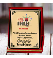 Fizik Mühendisi Baskılı Plaket (1. Tasarım)  Kişiye Özel (Kırmızı)