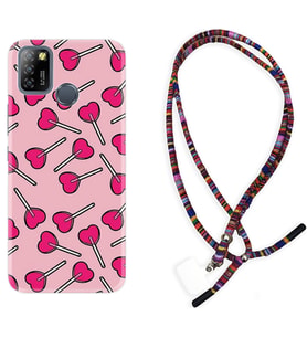 INFINIX Smart 4 5 6 Zero 8 S5 Pro Kılıf Boyun Asklı Rasta Silikon Heart Lollipop 1414