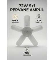 72W 5+1 Katlanabilir Pervane LED Ampul E27 Duy – 6500K Beyaz Işık Yüksek Aydınlatma