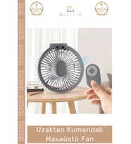 #KumandalıVantilatör Şarj Göstergeli Ultra Sessiz Ledli Şarjlı Portatif Uzaktan Kumandalı Masaüstü F