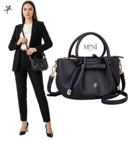 Nas Bag Çanta Büzgülü Mini El ve Omuz Çanta Siyah