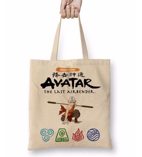 Avatar Anime Element Fire Water Earth Thunder Wind Bez Çanta Uzun Saplı