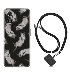 General Mobile GM 21 Pro GM 22 Pro Plus Kılıf Boyun Askılı Silikon Sevimli Kedicikler 1785