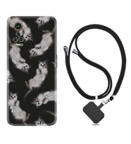 General Mobile GM 21 Pro GM 22 Pro Plus Kılıf Boyun Askılı Silikon Sevimli Kedicikler 1785