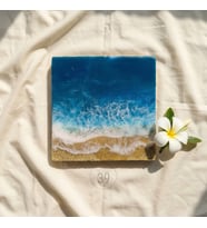 Caribbean Ocean Epoksi Duvar Tablosu – El Yapımı Okyanus Temalı Dekoratif Sanat, 25x25 cm & 30x30 cm (Okyanus Mavi)