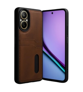 Realme 12 Lite Kılıf Sara Kartvizitli Deri Kılıf - Taba