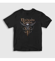 Presmono Unisex Çocuk Siyah Logo Oyun Baldur's Gate T-Shirt 465732tt