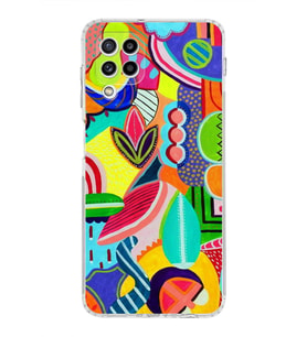 PrintiFy Samsung Galaxy M32 ile Uyumlu Retro Color 6  Kamera Korumalı Şeffaf  Kılıf
