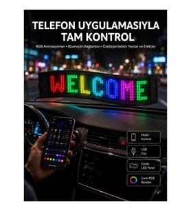 Mey İthalat® Matrix Led Cama Yapışan Telefon Kontrollü Panel Dijital Ekran Kumandalı