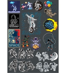 Astronot ve Uzay Sticker Set 5 20 Parça Telefon, Tablet, Defter, Laptop Sticker