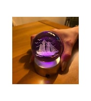 Dekoratif Işıklı Gemi 3D Cam Küre