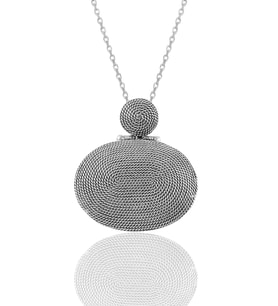 Söğütlü Silver Gümüş salyangoz modeli oval telkari kolye