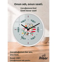 İsme Özel Yılbaşı Kutlama Figürlü Çocuk Odası Duvar Saati Orta Boy 30 cm Beyaz Camlı Sessiz