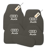 Audi Logolu Şık Oto Halı Paspas Seti 5 Parça  Lüks Araç İçi Zemin Koruma Aksesuarı (Gri)