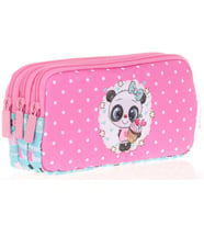 Kids&Love Üç Bölmeli Kız Çocuk Kalem Çantası - Pembe Panda