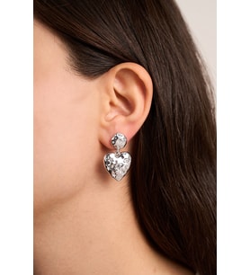 Elika Silver Kadın Sallantılı Kalp Model Bijuteri Küpe (Gümüş)
