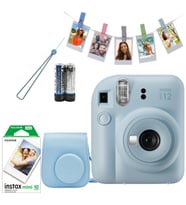 Fujifilm İnstax Mini 12 Fotoğraf Makinesi+Askı+pil+10'lu film+Çanta+Mandal mavi