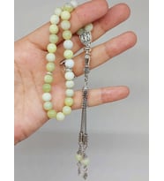Peridot (Zebercet) Taşı Yeşil-Beyaz Alacalı Tesbih 33Lük 8mm (23115)