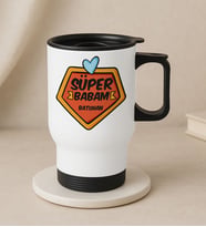 BK Gift Kişiye Özel Babalar Günü Tasarımlı Kulplu Beyaz Çelik Bardak Termos Mug 450ml-4, Babalar Günü Hediye, Babaya Hediye (Metal)
