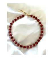 Kırmızı Cam Boncuk Taşlı Kolye, Choker Kolye (Çok Renkli)