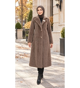 BROŞLU ANGORA KABAN-KAHVE