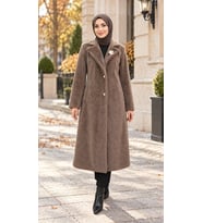 BROŞLU ANGORA KABAN-KAHVE