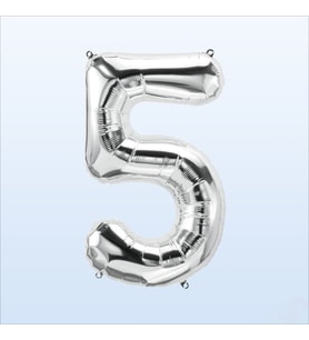 5 Yaş Rakam Gümüş Folyo Balon - 76 cm